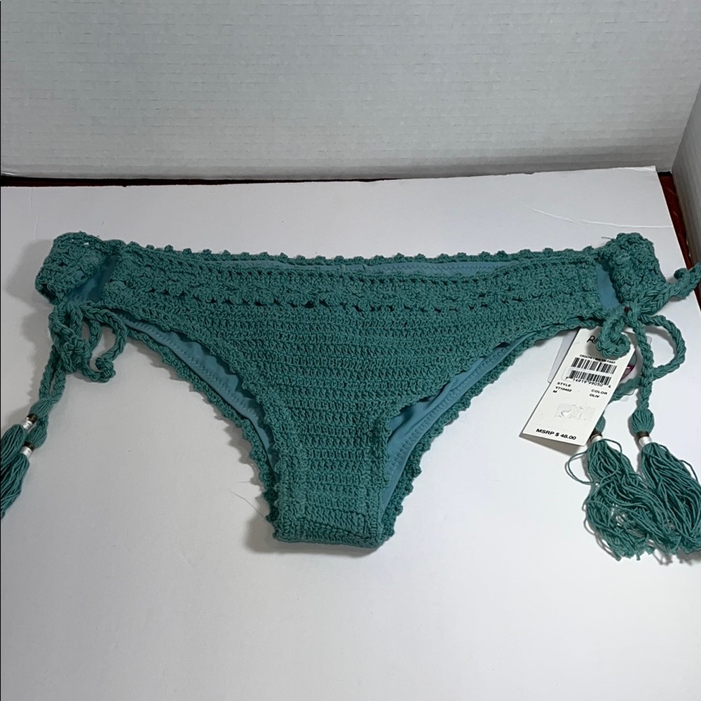 Paisley Teal Crochet Bikini Bottom